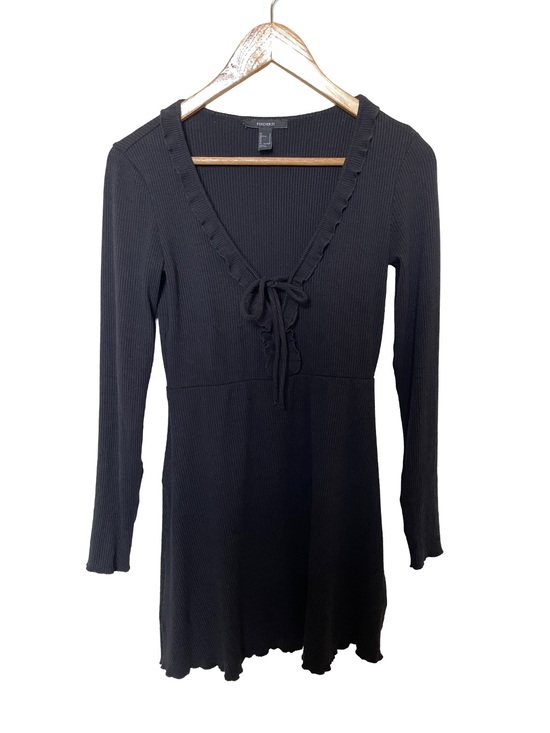 Forever 21 Dresses & Skirts - Forever 21 RARE Vintage Y2K Long Sleeve Tie Front Ribbed Mini Dress